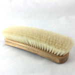 Load image into Gallery viewer, Showing bottom and side of horsehair and oak clothing and shoe brush. Best use for lint, pet hair and buffing shoes.

