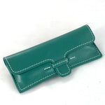 Load image into Gallery viewer, Leather case for stainless steel corkscrew, shown closed from front.
