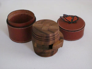 Small Cylinder Box with Puzzle Tan