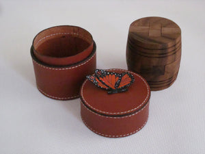 Small Cylinder Box with Puzzle Tan