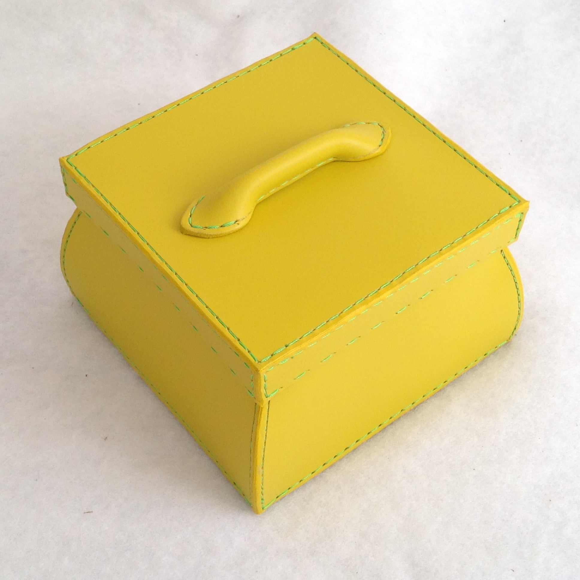 Square Yellow Box with Lid Medium