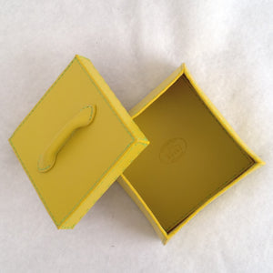 Square Yellow Box with Lid Medium