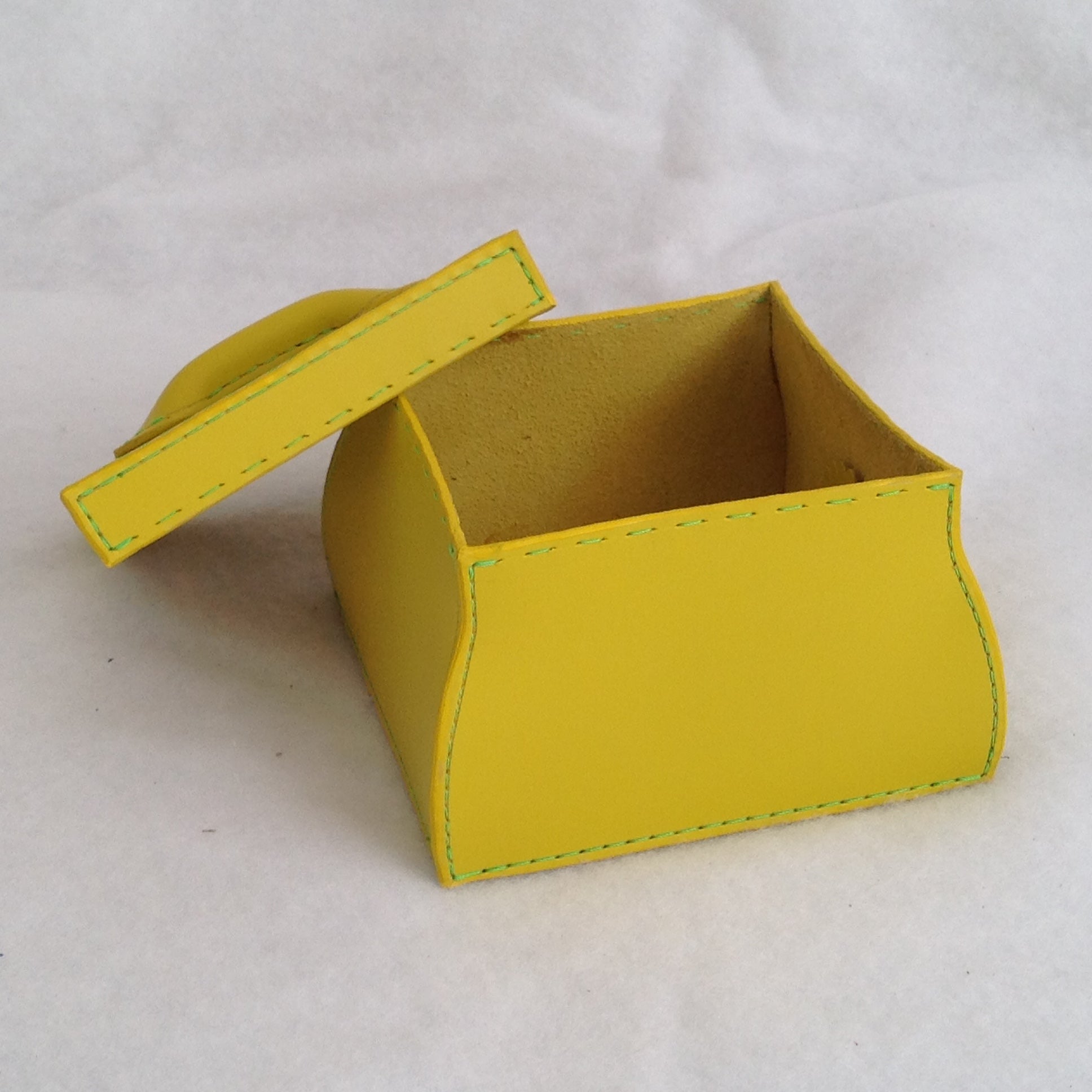Square Yellow Box with Lid Medium