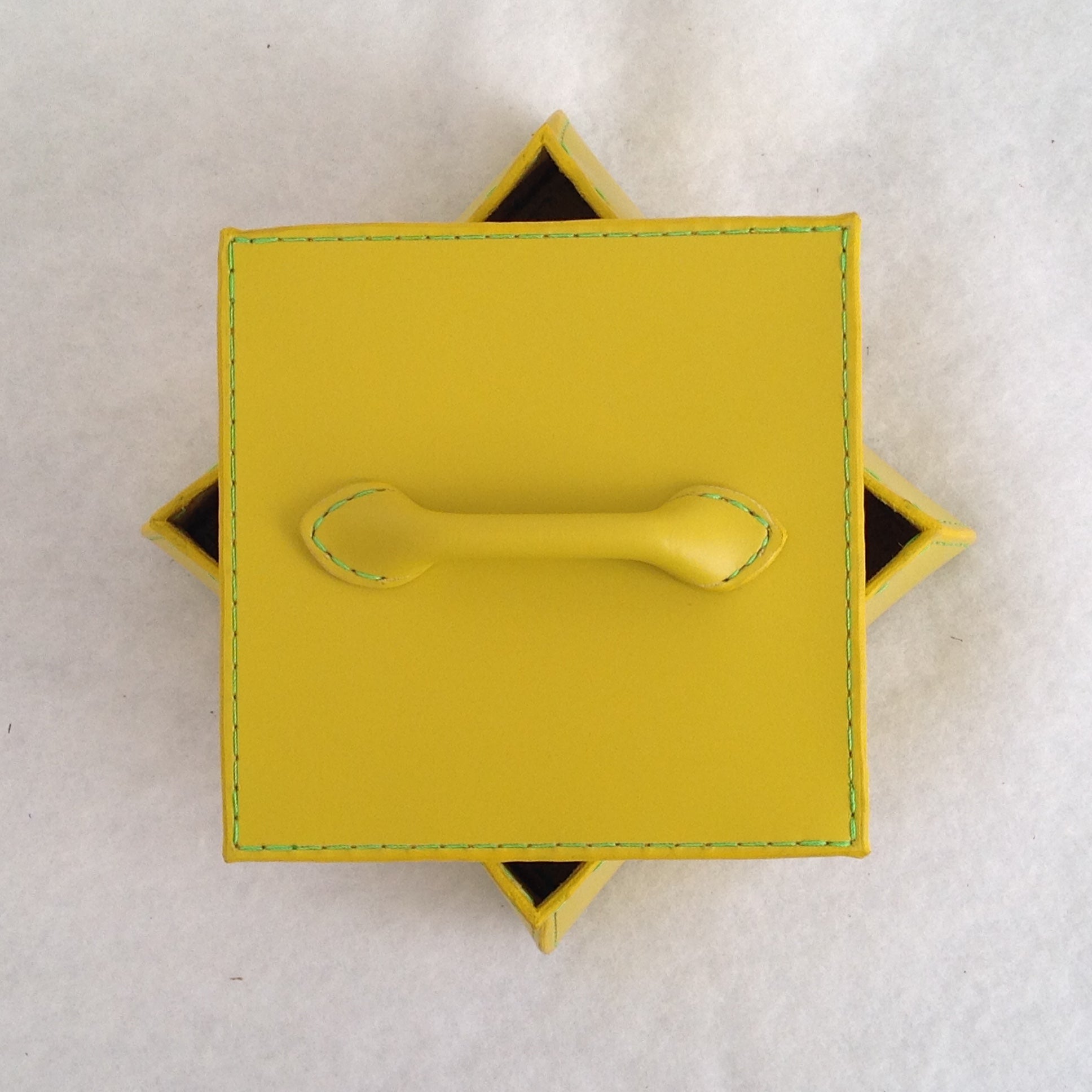 Square Yellow Box with Lid Medium