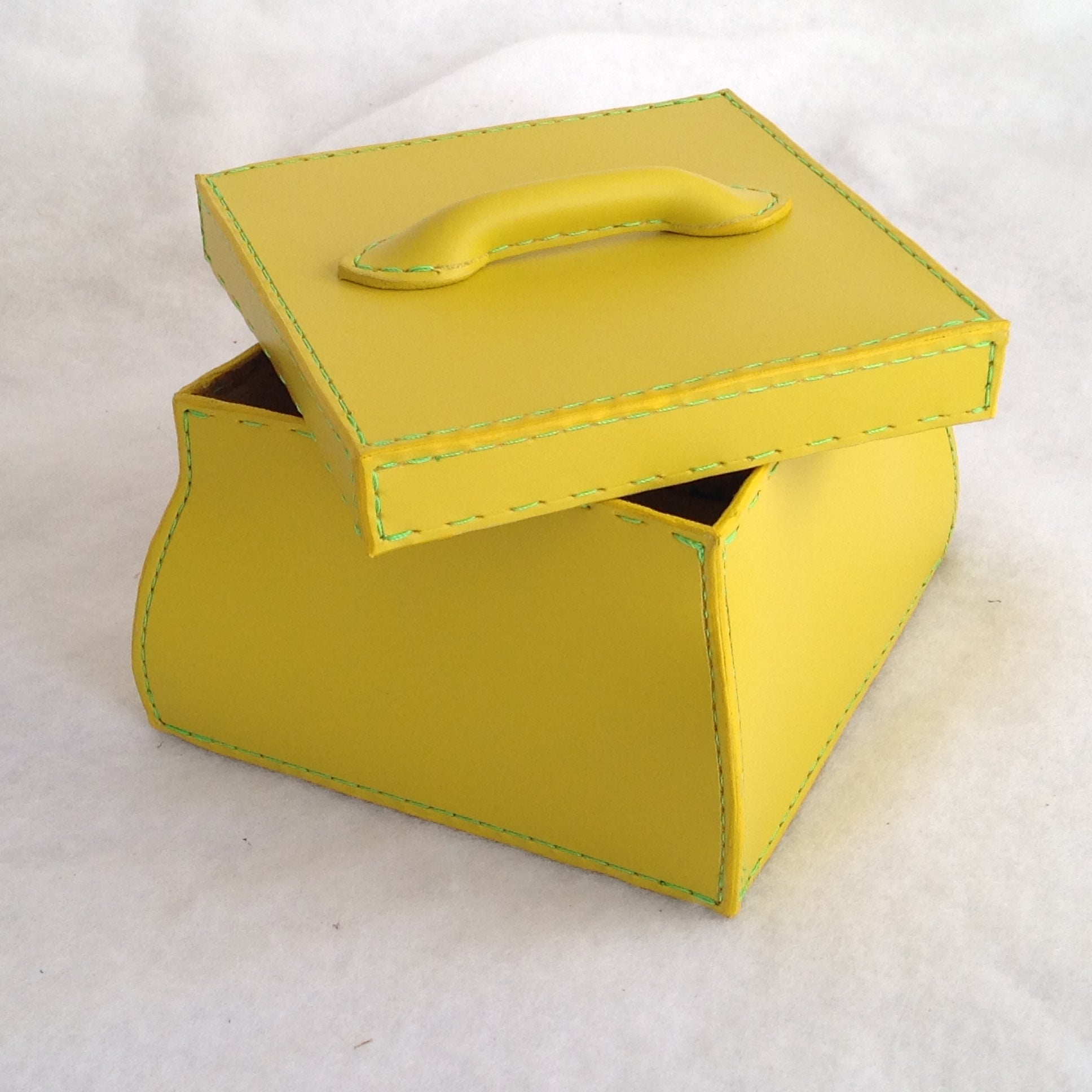 Square Yellow Box with Lid Medium