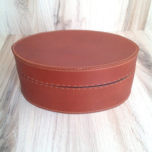 Medium Oval Box with Lid Tan