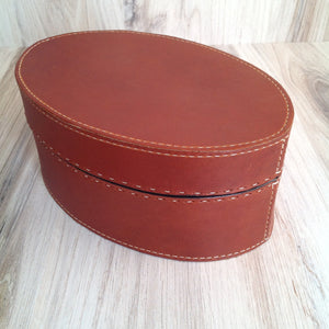 Medium Oval Box with Lid Tan
