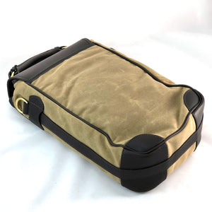 Wine Bottle Carrier Tan wax cotton with Stout Leather Back