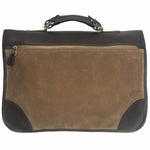 Load image into Gallery viewer, Back view of Anglers Bag classic cross body messenger tan wax cotton with dark brown stout leather
