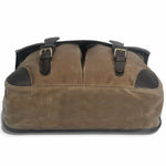 Load image into Gallery viewer, Bottom view of Anglers Bag classic cross body messenger tan wax cotton with dark brown stout leather
