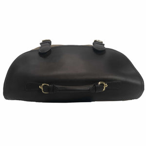 Top view of Anglers Bag classic cross body messenger tan wax cotton with dark brown stout leather