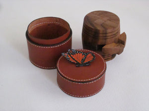 Small Cylinder Box with Puzzle Tan