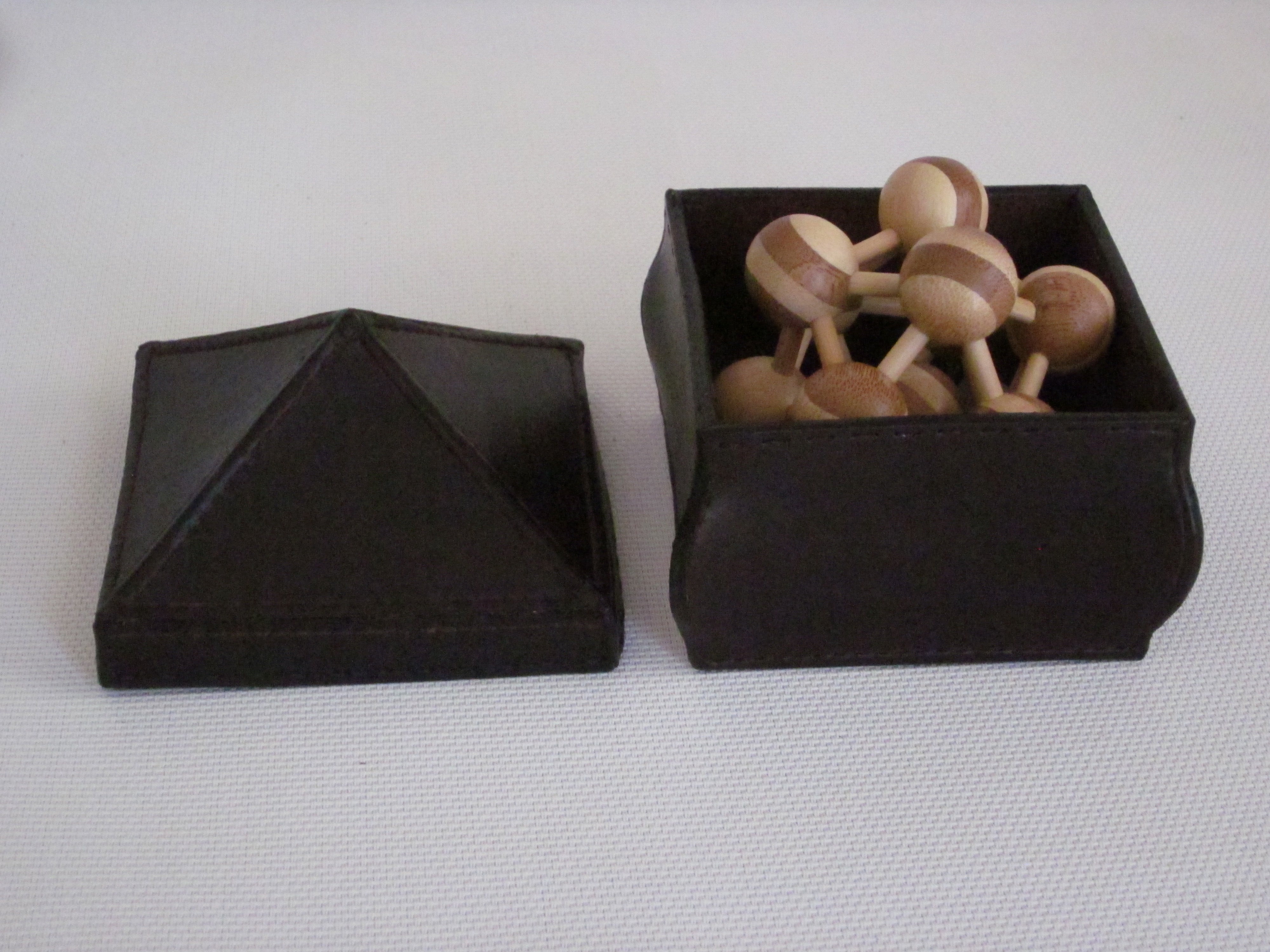 Small Square Box with Puzzle Brown